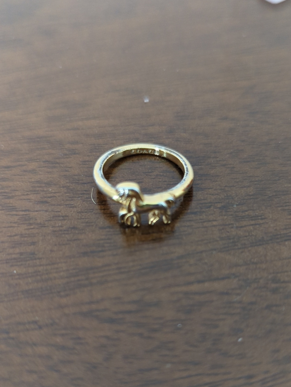 COACH Horse Gold-Tone Ring Size 5 - Picture 2 of 3